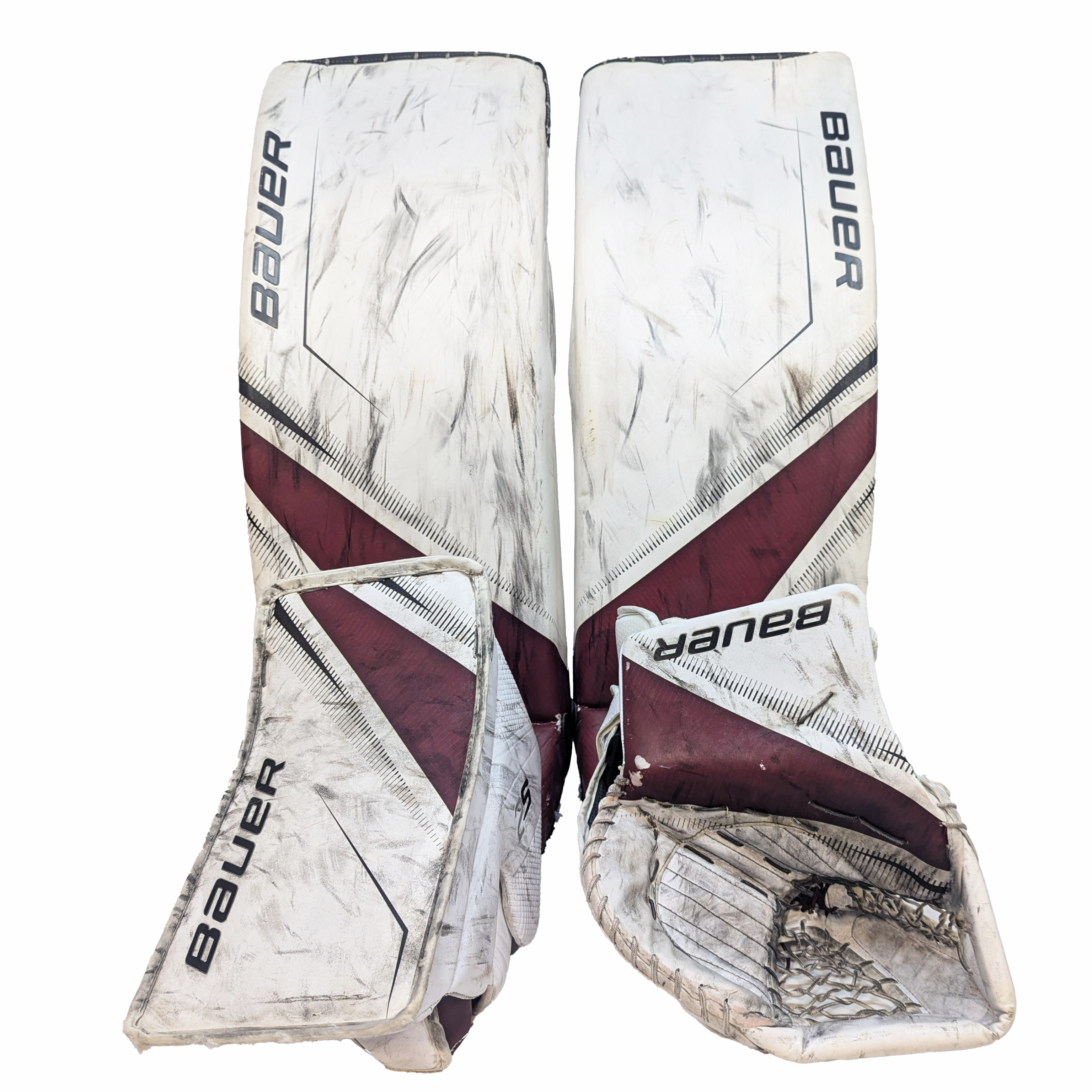 Bauer Supreme 2S Pro - Jambières de gardien de but Pro Stock d'occasion (blanc/marron)